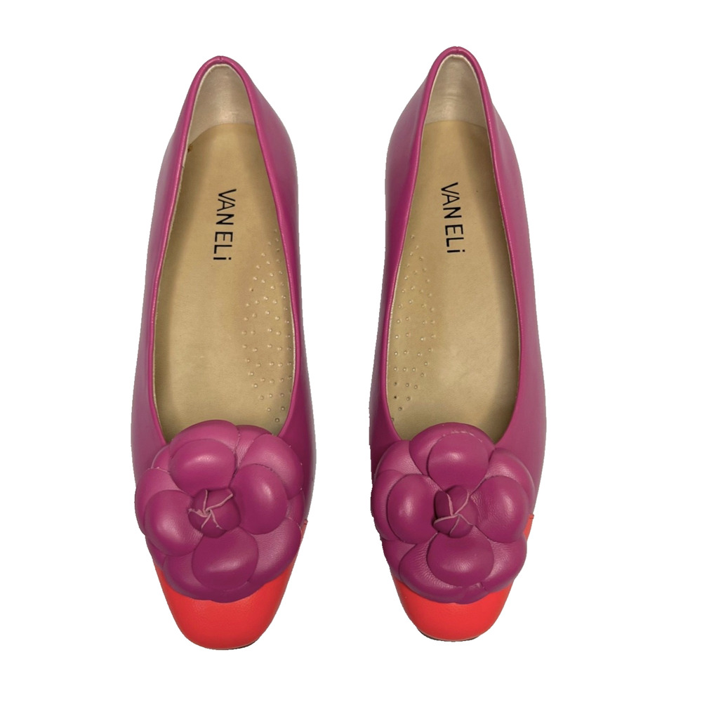 VANELI Tasina Cap Toe Camelia Floral Embellished Leather Flats Women's 5.5 M